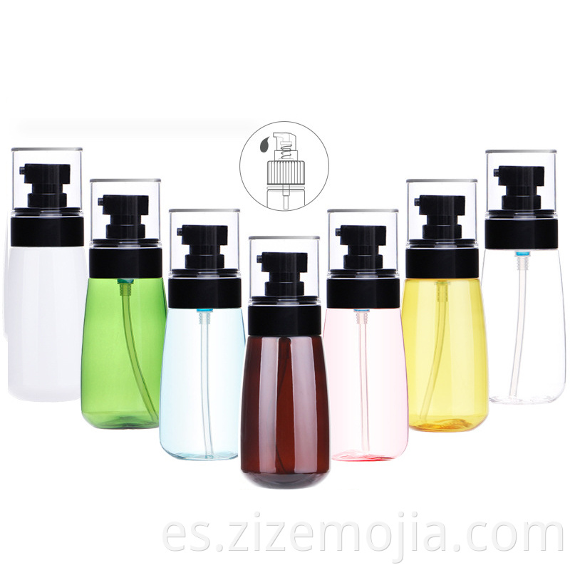 Envase de envases cosméticos de plástico en botellas botella de spray